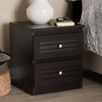 Baxton Studio MH5013-Wenge-NS Carine Modern and Contemporary Wenge Brown Finished 2-Drawer Nightstand